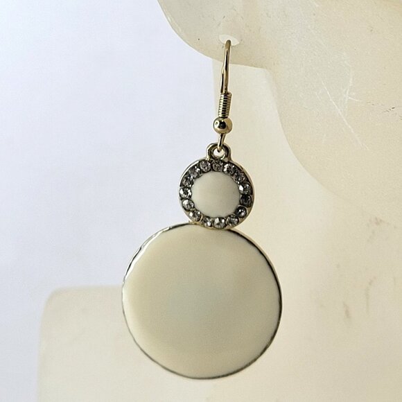 Cream White Round Drop Earrings - Picture 7 of 9